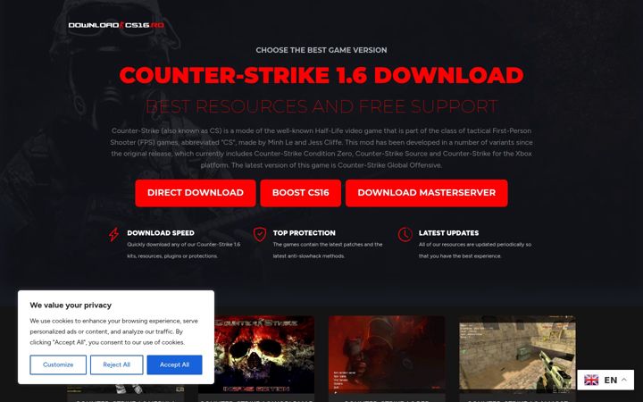 Screenshot of downloadcs16.ro