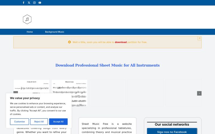 Capture d'écran de downloadsheetmusic.com.br