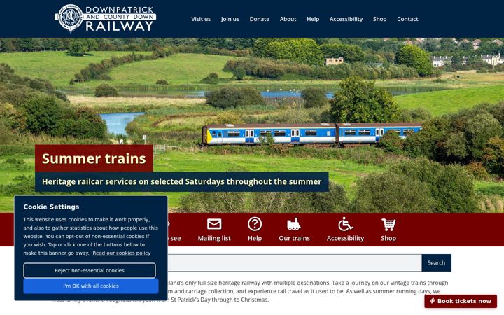 Snímek obrazovky downrail.co.uk