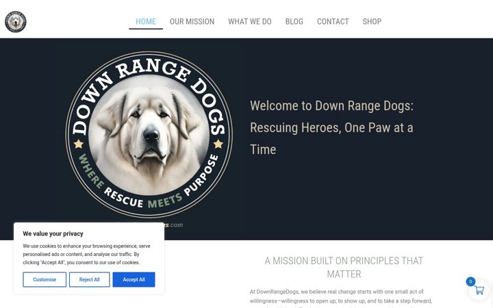 Screenshot of downrangedogs.com