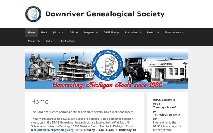Screenshot of downrivergenealogy.org