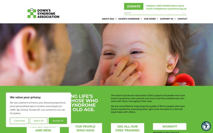 Snímek obrazovky downs-syndrome.org.uk