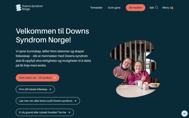 Screenshot stránky downssyndrom.no