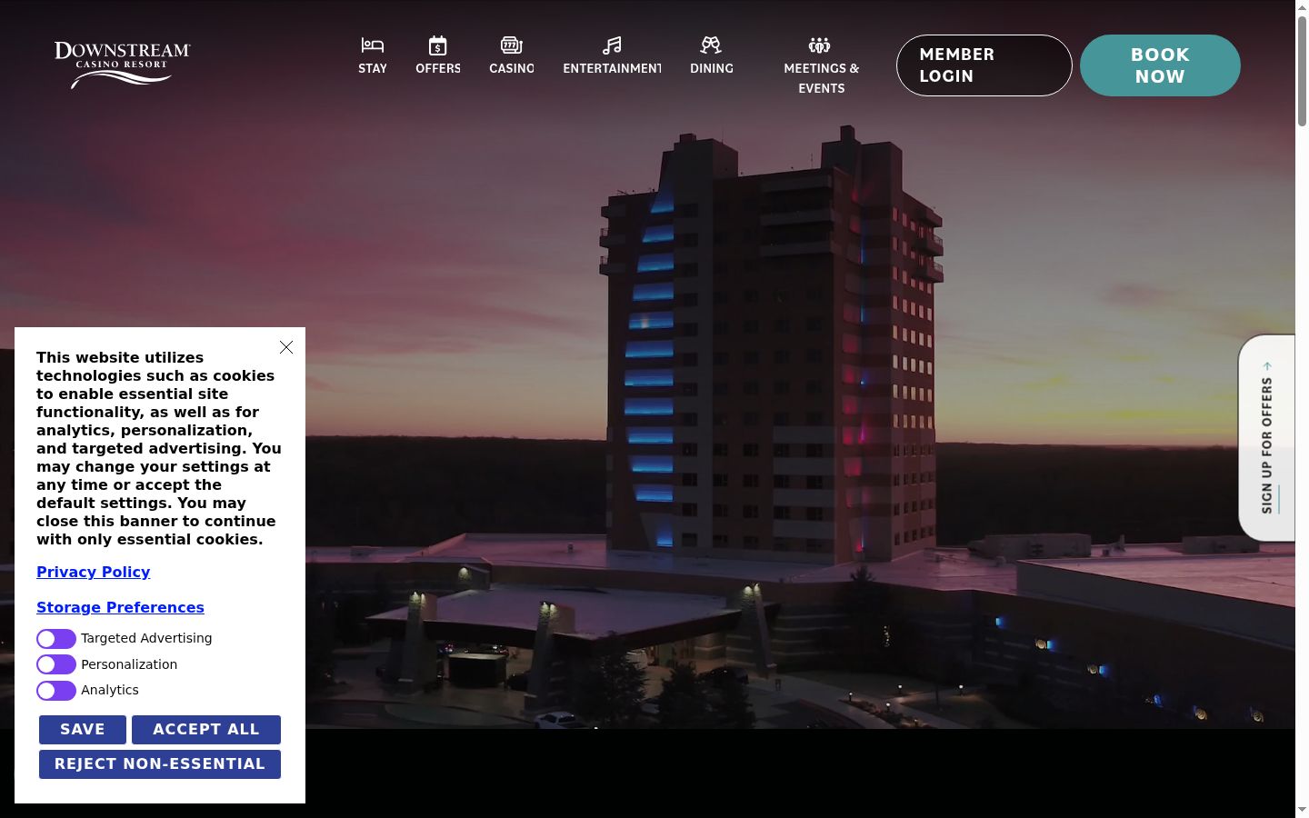Screenshot del banner di consenso mostrato prima di qualsiasi interazione