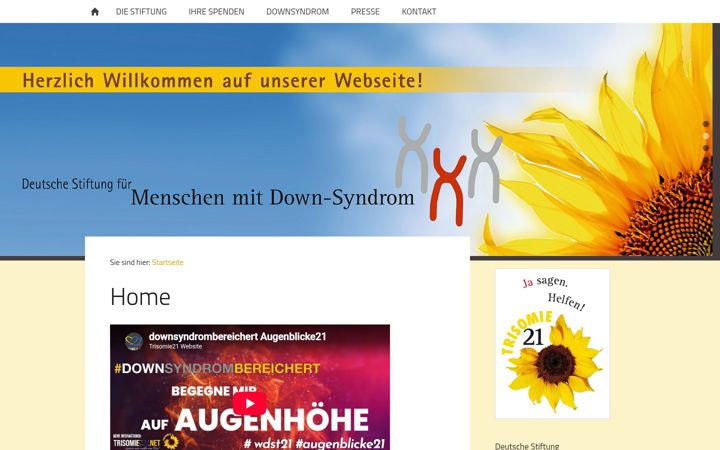 Snímek obrazovky downsyndrom-stiftung.de