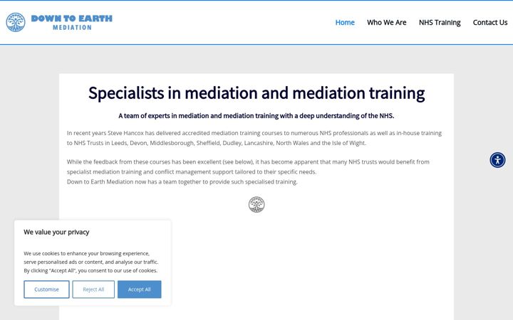 Screenshot of downtoearthmediation.co.uk
