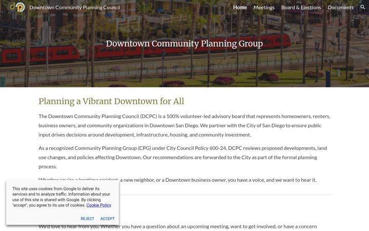 Screenshot of downtownplanningsd.org