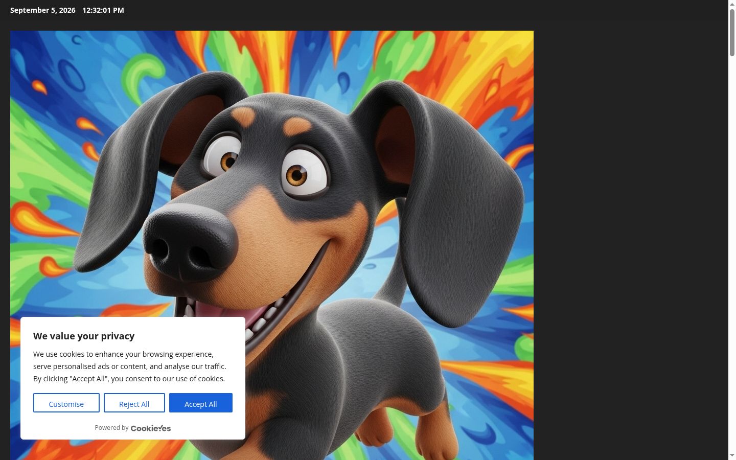 Screenshot del banner di consenso mostrato prima di qualsiasi interazione