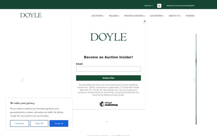 Skjámynd af doyle.com