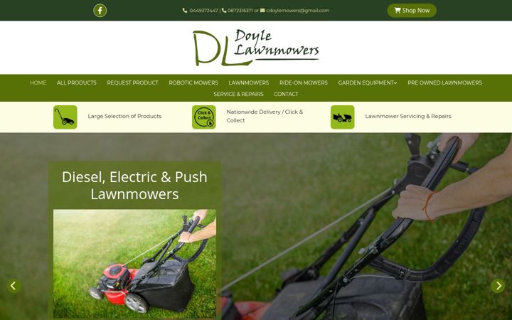 Screenshot ta' doyleslawnmowers.ie