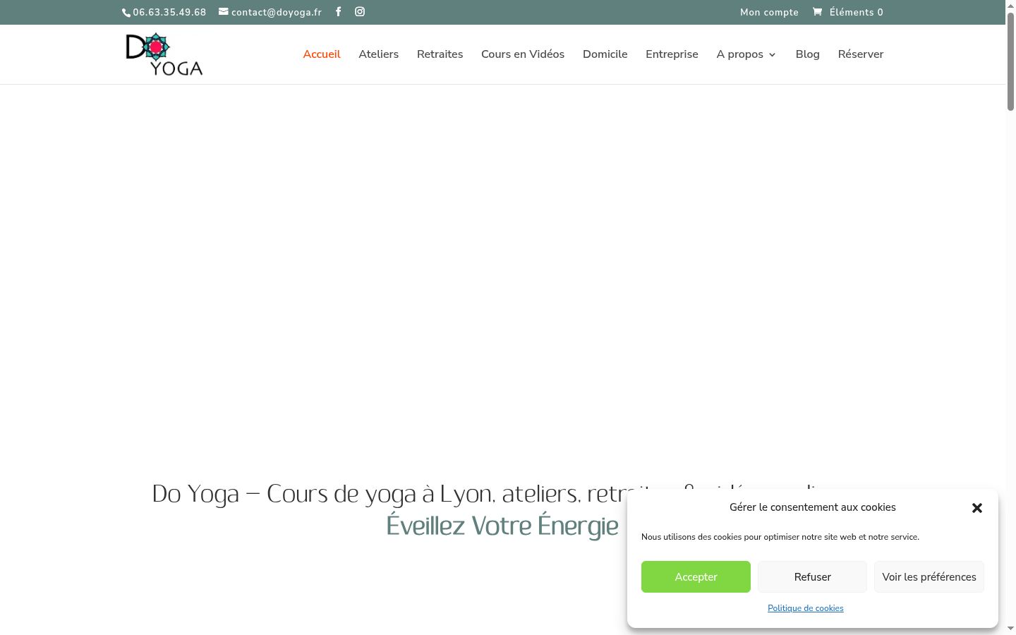 Captura de pantalla del banner de consentimiento mostrado antes de cualquier interacción