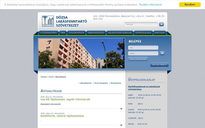 Screenshot of dozsalakasszovetkezet.hu