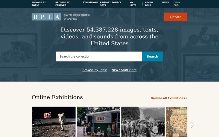 Screenshot of dp.la