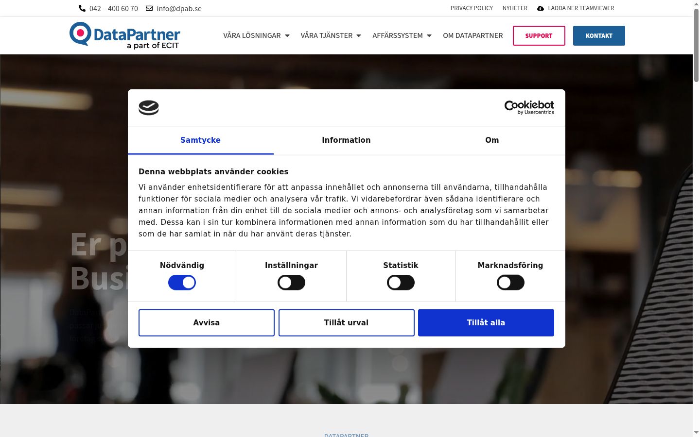 Screenshot of the consent banner shown before any interaction