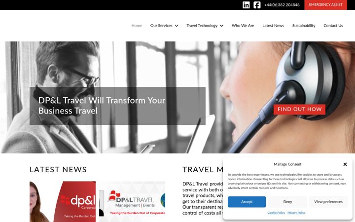 Snímek obrazovky dpandltravel.co.uk