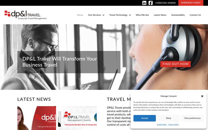 Snímek obrazovky dpandltravelmanagement.co.uk
