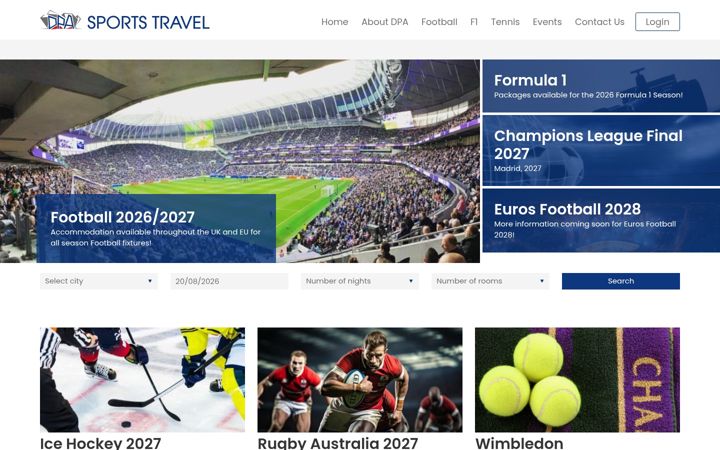 Screenshot of dpasportstravel.com