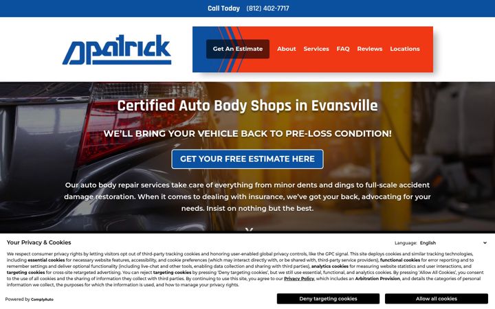 Screenshot of dpatrickbodyshops.com
