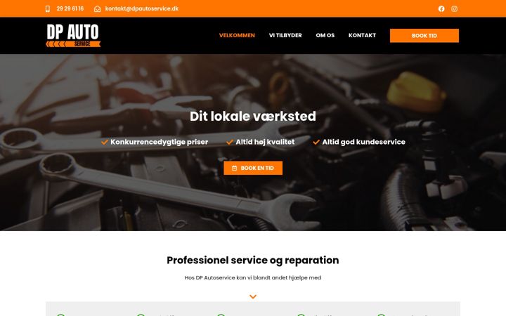 Snímek obrazovky dpautoservice.dk