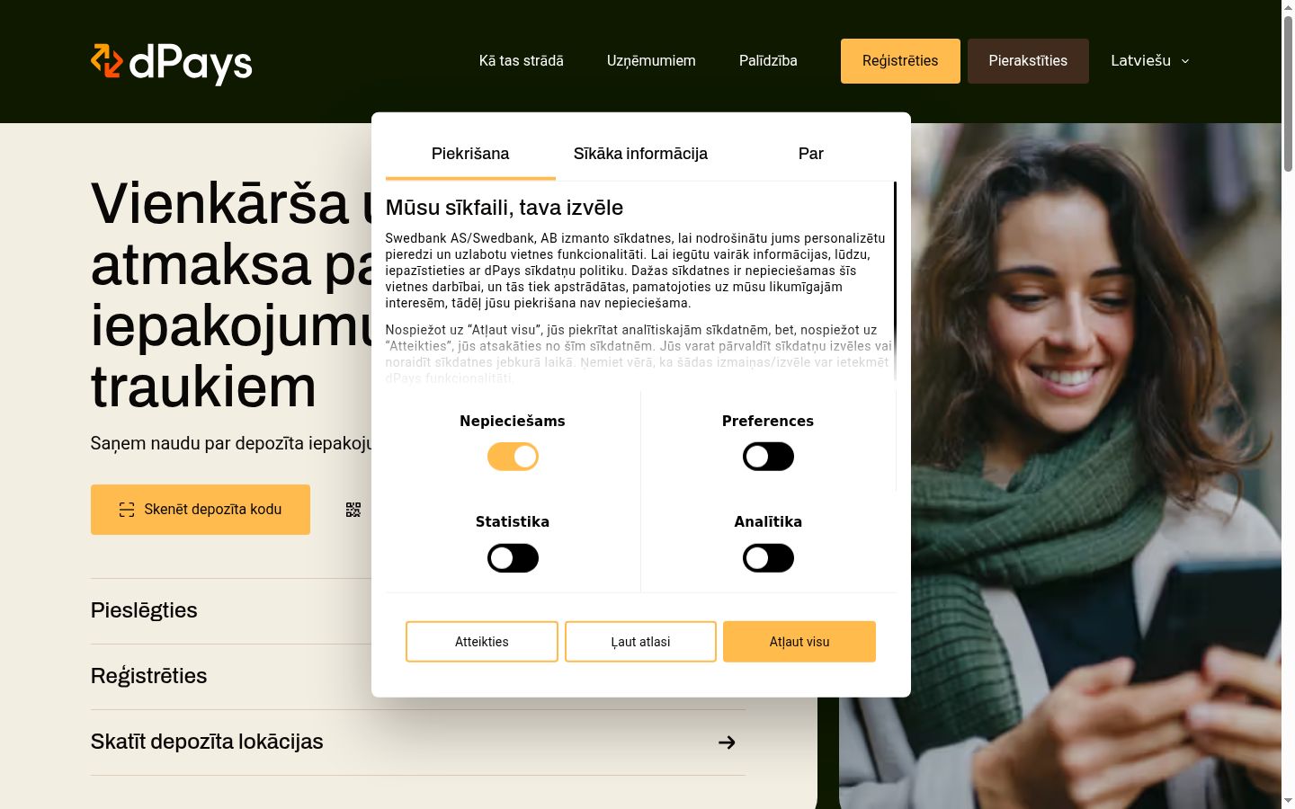 Snímek obrazovky baneru souhlasu zobrazeného před jakoukoli interakcí