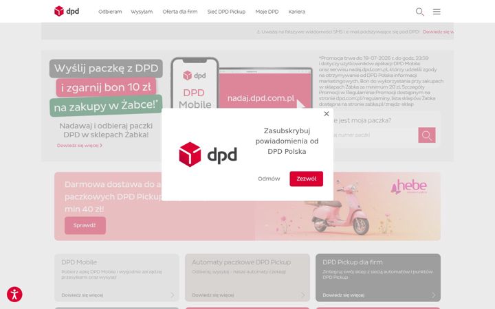Skærmbillede af dpd.com.pl