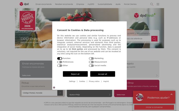 Screenshot of dpd.pt