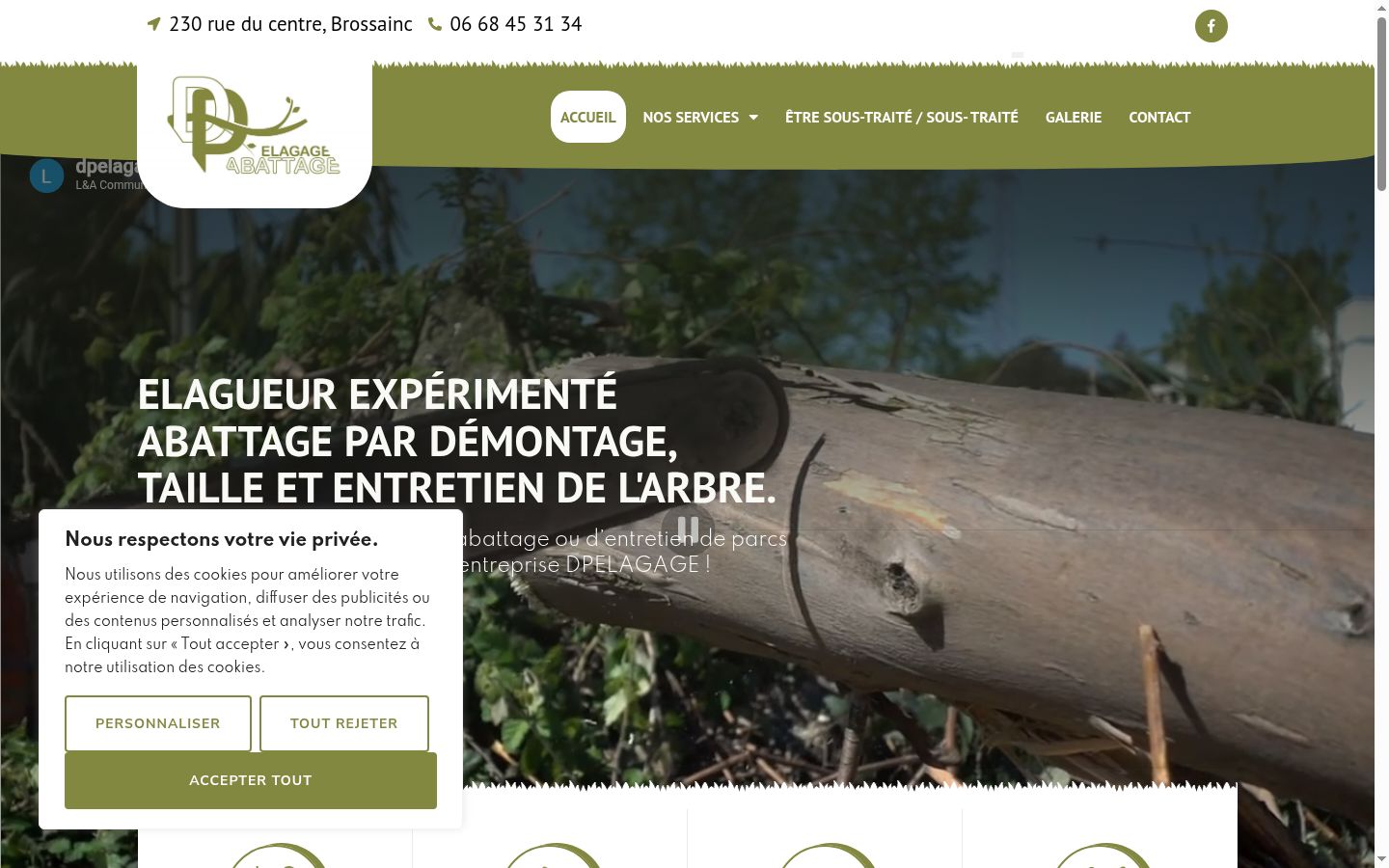 Capture d'écran de la bannière de consentement affichée avant toute interaction