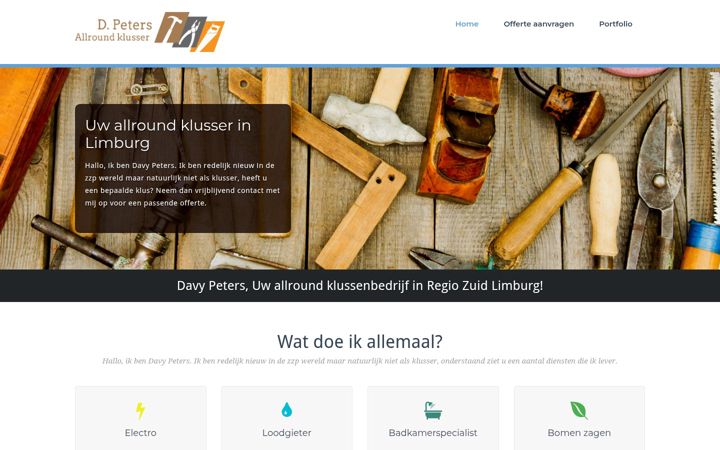 Screenshot of dpetersallroundklusser.nl