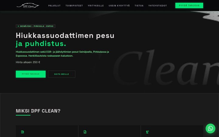 Snímek obrazovky dpfclean.fi