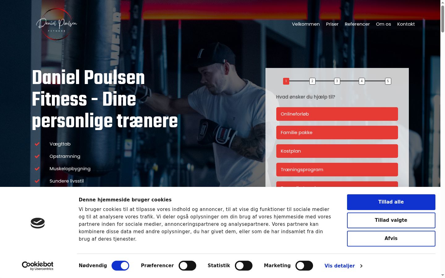 Skærmbillede af samtykkebanneret, som det blev vist før nogen interaktion