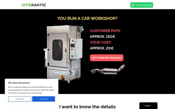 Screenshot van dpfmachines.eu