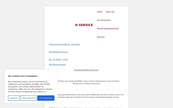 Snímek obrazovky dpfreinigung.at