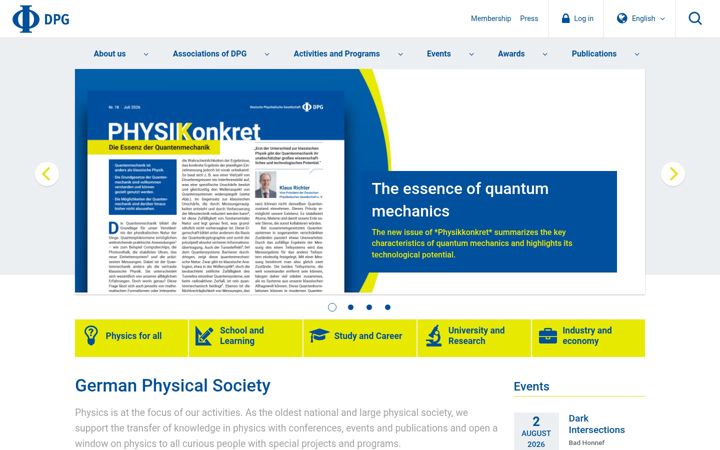 Screenshot of dpg-physik.de