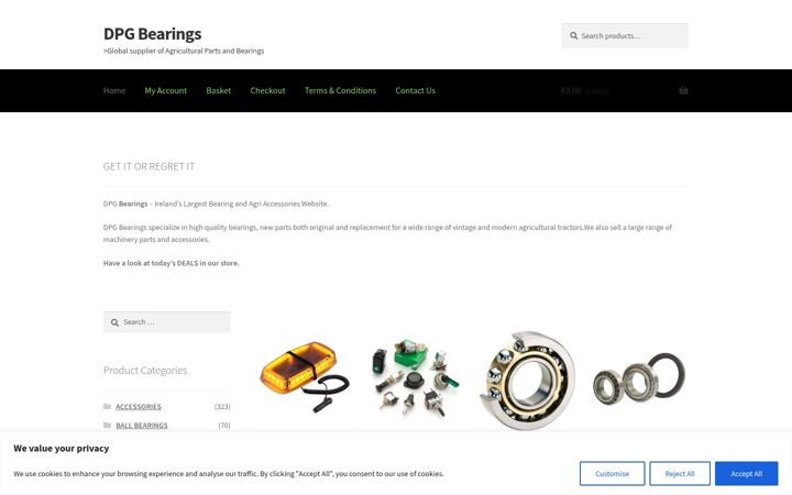 Screenshot of dpgbearings.com