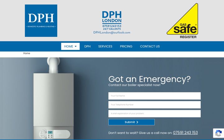 Screenshot of dphboilerslondon.co.uk