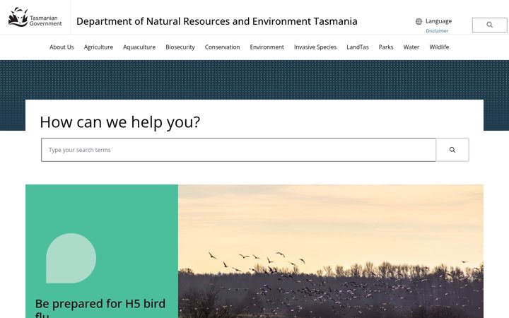 Ekrano kopija dpipwe.tas.gov.au
