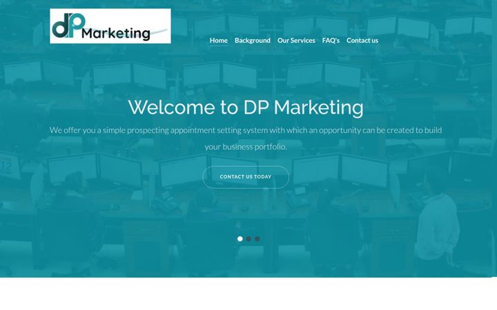 Screenshot stránky dpmarketing.co.za
