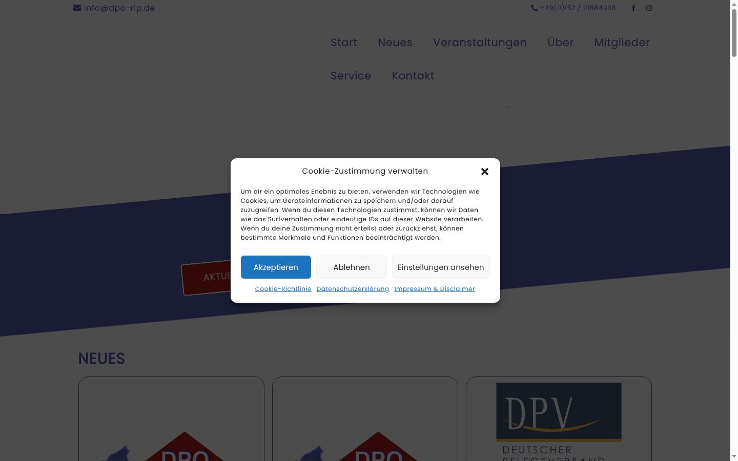 Posnetek zaslona pasice za privolitev, prikazane pred kakršno koli interakcijo