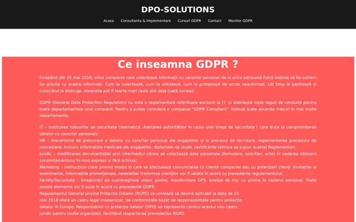 Screenshot of dpo-solutions.ro