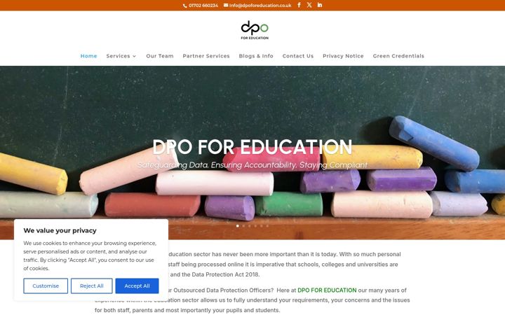 Snímek obrazovky dpoforeducation.co.uk