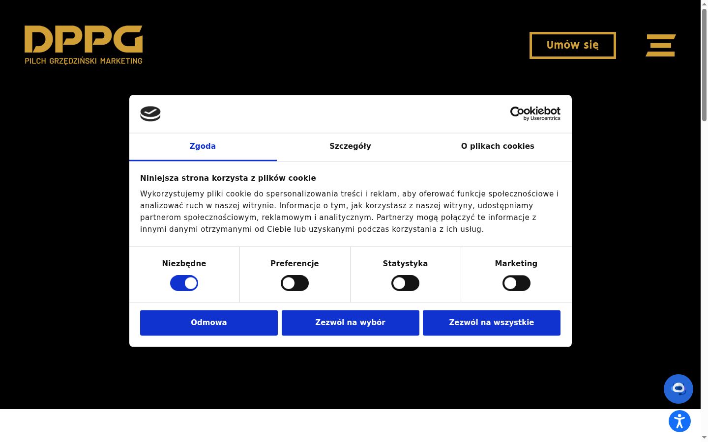Screenshot del banner di consenso mostrato prima di qualsiasi interazione