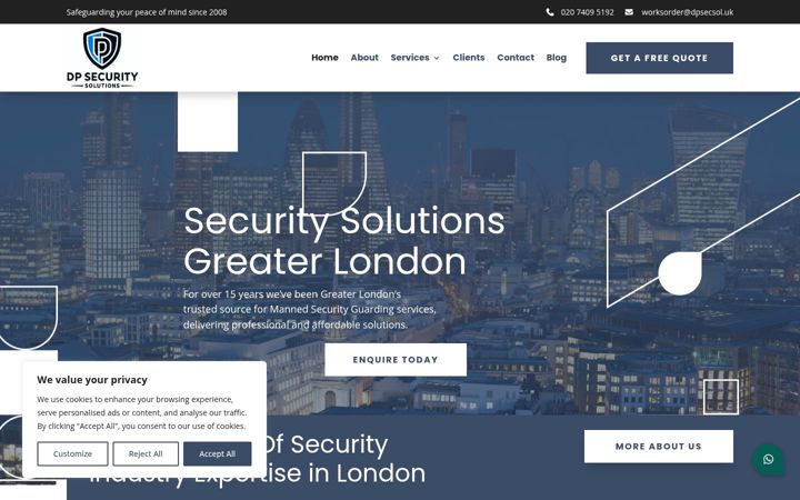 Screenshot of dpsecurity.co.uk