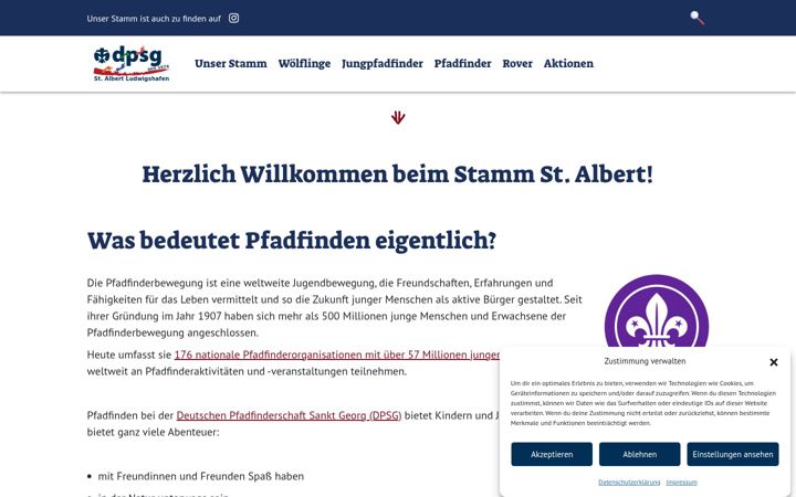 Snímek obrazovky dpsg-st-albert.de