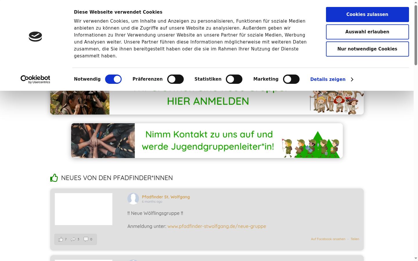 Screenshot del banner di consenso mostrato prima di qualsiasi interazione