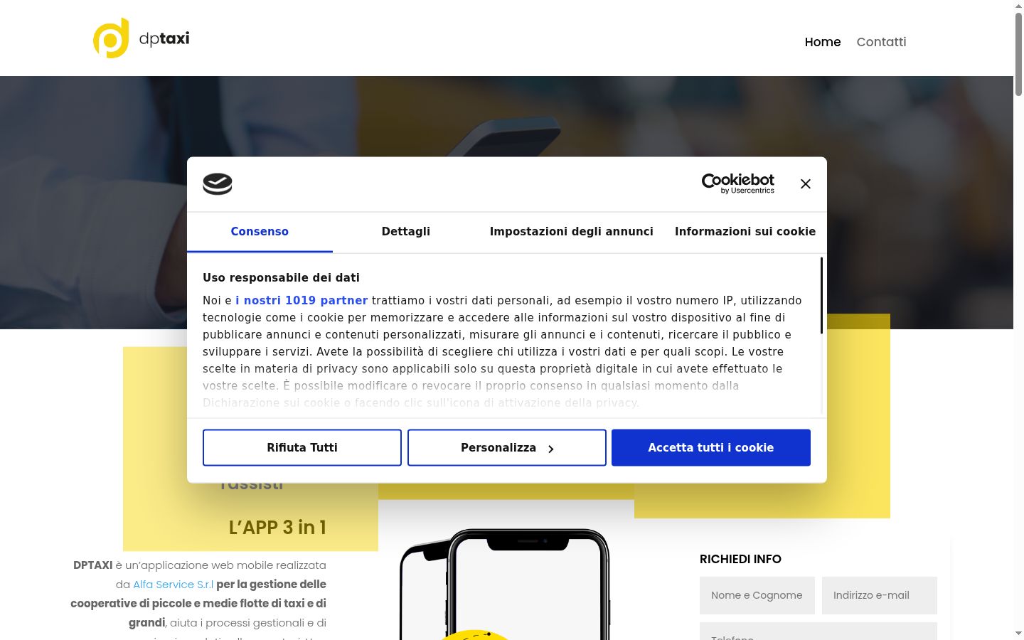 Screenshot of the consent banner shown before any interaction