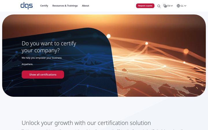 Captură de ecran a dqsglobal.com
