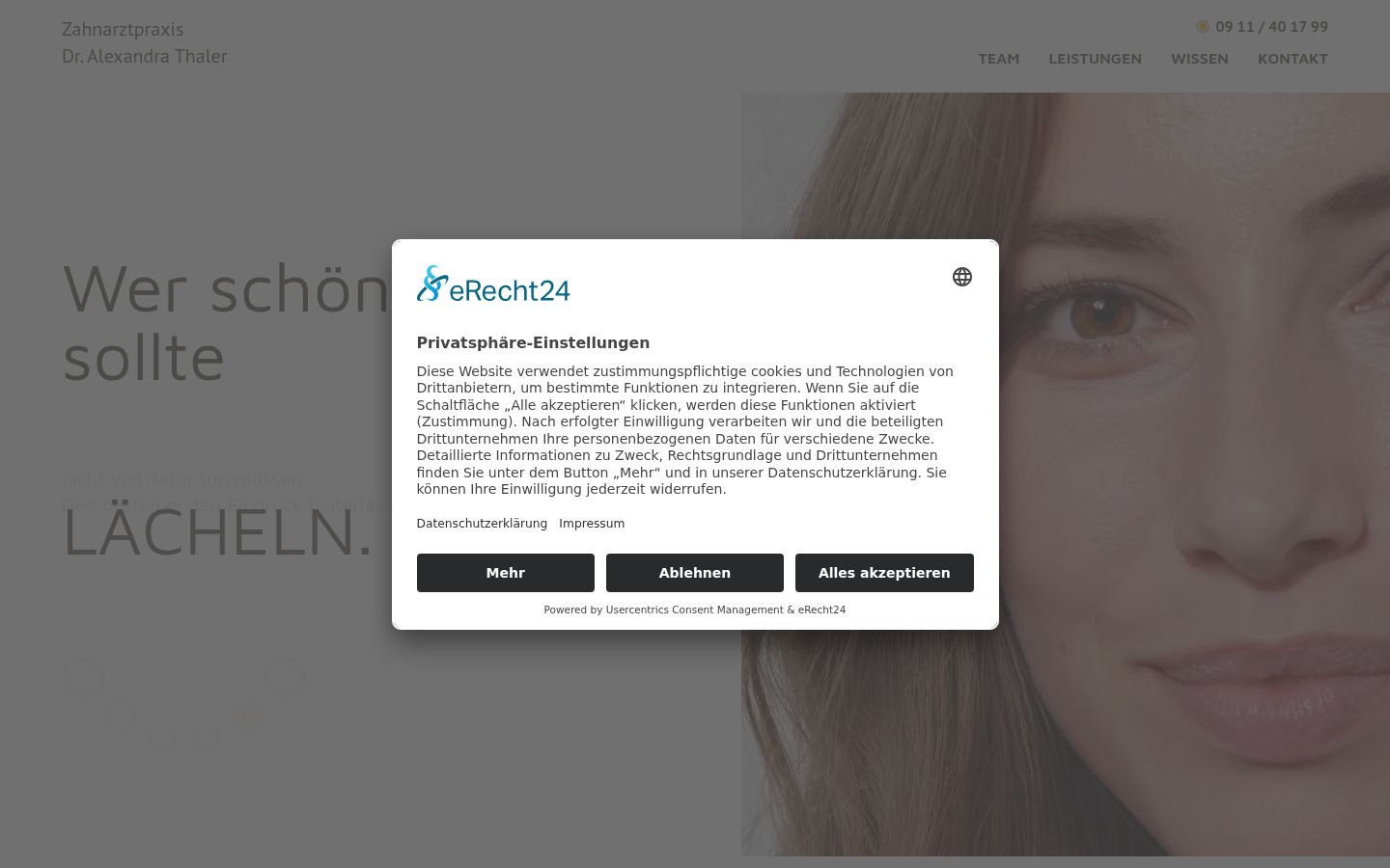 Screenshot del banner di consenso mostrato prima di qualsiasi interazione