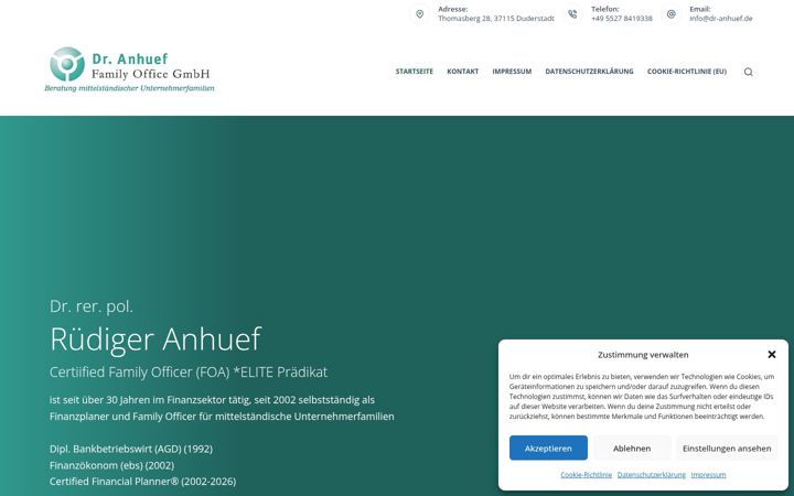 Snímek obrazovky dr-anhuef.de