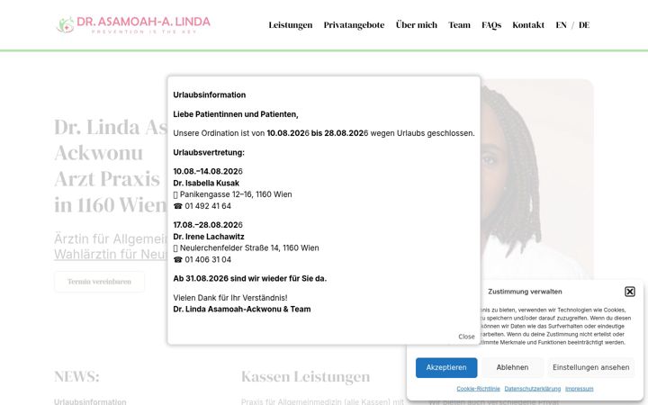 Snímek obrazovky dr-asamoah.at