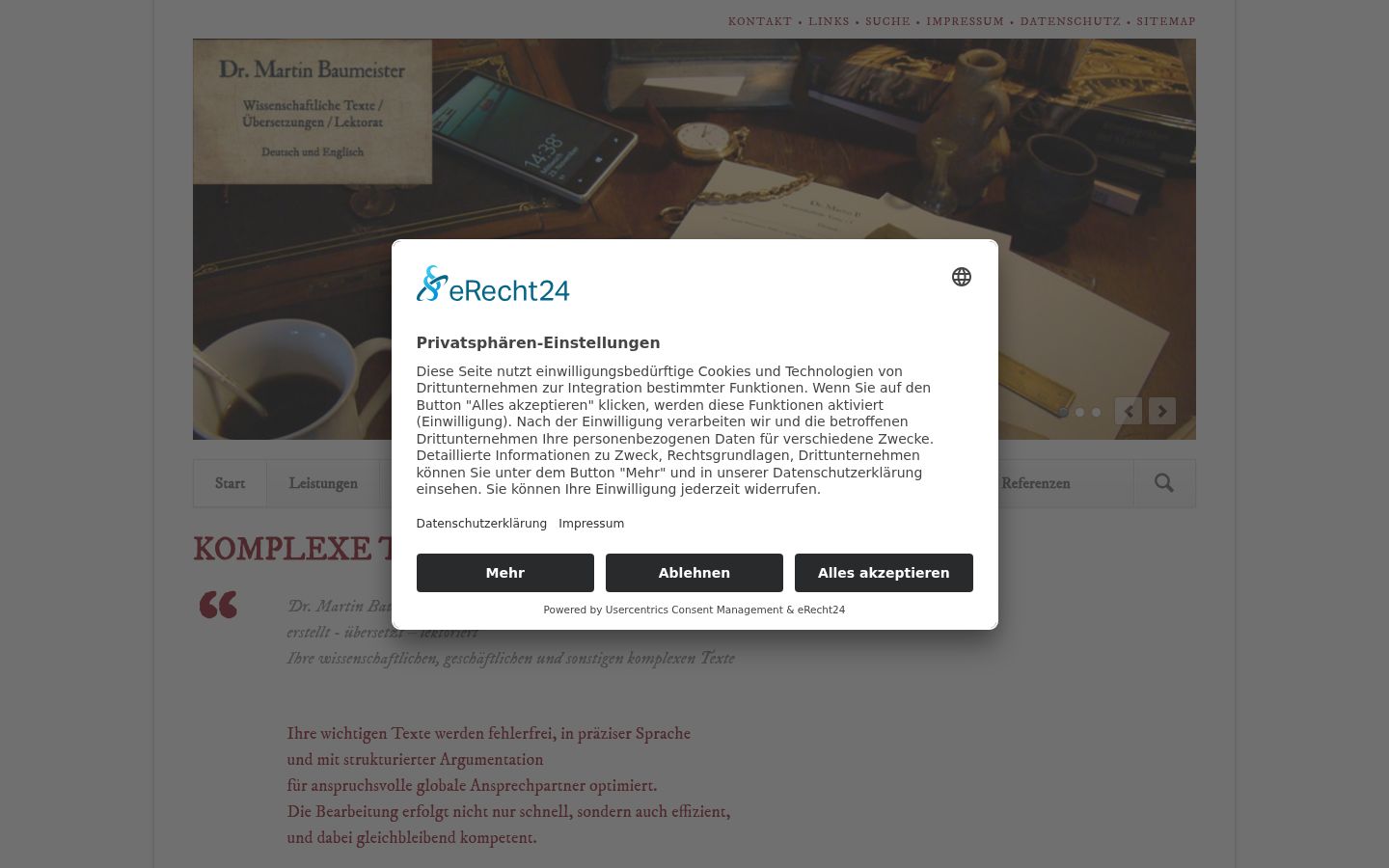 Screenshot of the consent banner shown before any interaction